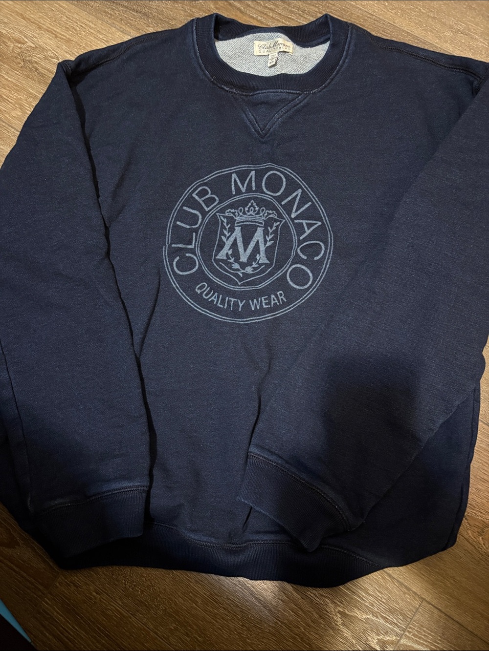 Club Monaco Navy Logo Crewneck Sweatshirt